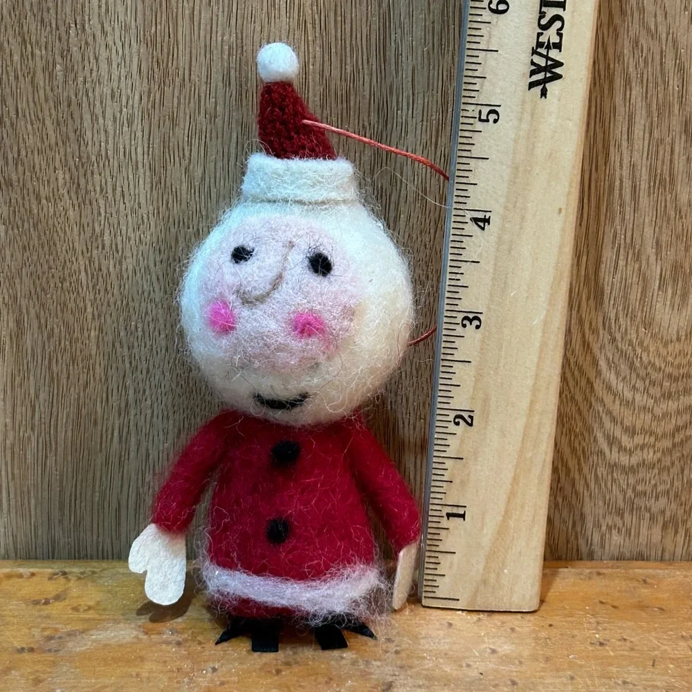 Vintage Felt Santa Ornament Christmas Hat Hands 6.5 in